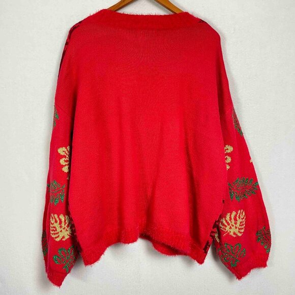 Ugly Christmas Sweater with Flamingos and Feathers by 33 Degrees Womens Size XXL - Picture 2 of 9